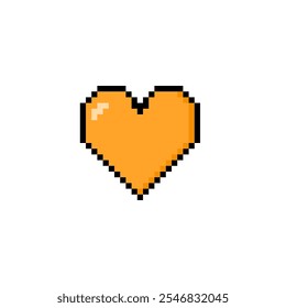 orange heart in pixel art style. orange heart symbolizes friendship without further relationship
