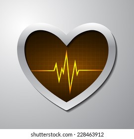 Orange Heart pulse Light Abstract Technology background for computer graphic website and internet. silver