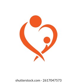 Orange Heart Shape Abstract Logo Representing Family