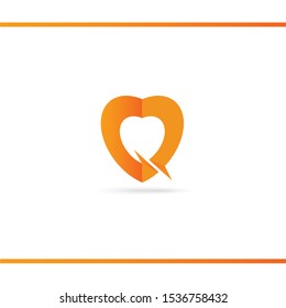 Orange heart shape and communication symbol. Communication bubble. Logo design vector template.