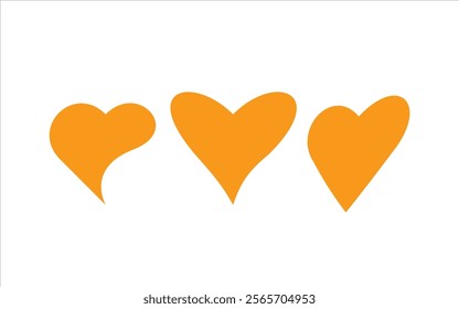 Orange heart, heart shape icons, love vector, heart illustration, white background design