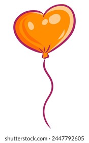 orange heart shaped balloon vector illustration