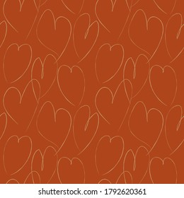 Orange Heart shaped brush stroke seamless pattern background for fashion textiles, graphics