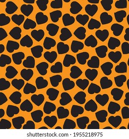 Orange Heart shaped brush stroke seamless pattern background for fashion textiles, graphics
