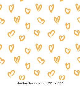 Orange Heart shaped Valentine’s Day seamless pattern background for fashion textiles, graphics