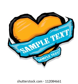 Orange heart tattoo Illustration.vector heart. abstract background.