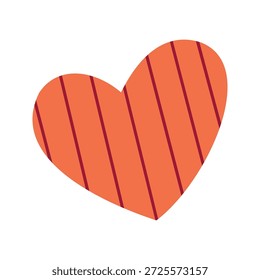 Orangefarbenes Herz mit vertikalem Streifenmuster im flachen Illustrationsstil