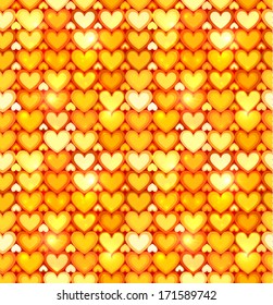 Orange hearts Valentine's day vector seamless pattern