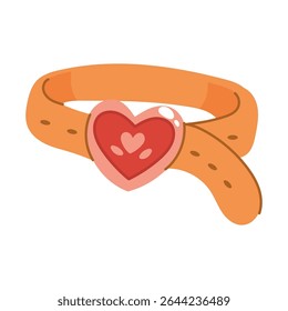 Orange heart-shaped belt in cute western cartoon style
