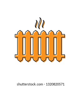 Orange Heating radiator icon isolated on white background. Vector Illustration