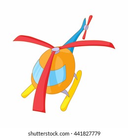 Orange helicopter icon in cartoon style on a white background