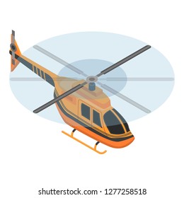 Orange helicopter icon. Isometric of orange helicopter vector icon for web design isolated on white background