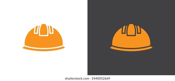 Orange Helmet icon. Flat icon of Helmet sign and symbol. Construction helmet icon. Safety helmet vector illustration in black and white background.
