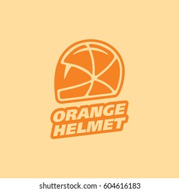 Orange helmet. Logo template.