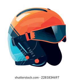 orange helmet skier sport equipment icon
