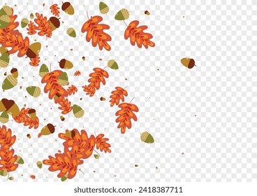 Orange Herb Background Transparent Vector. Leaves Realistic Design. Red Foliage. Cartoon Illustration. Brown Leaf Forest.