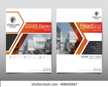 Orange Hexagon Annual Report Brochure Flyer Design Template Vector, Leaflet Cover Presentation Abstract Flat Background, Layout In A4 Size