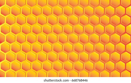 Orange Hexagon Background, Honeycomb vector illustration.
