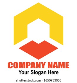 orange hexagon decorative logo image icon vector 