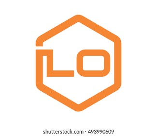 orange hexagon initial typography LO alphabet typeset typeface font image vector icon