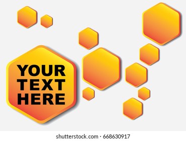Orange Hexagon Vector on grey background.