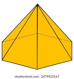 orange hexagonal pyramid illustration hand drawn isolated vector
