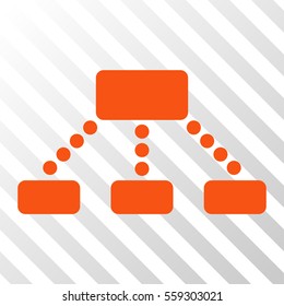 Orange Hierarchy interface pictogram. Vector pictogram style is a flat symbol on diagonally hatched transparent background.