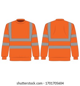 Orange high visibility sweatshirt isolated vector on the white background