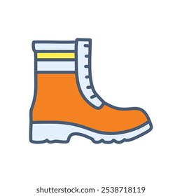 Orange hiking boot icon. Sturdy footwear, adventure symbol.  Represents journey, exploration, and strength.