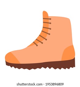 Orange hiking boot isolated on white background