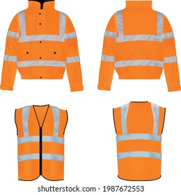 Orange Hi-Vis Jacket und Coat-realistische Kollektion.