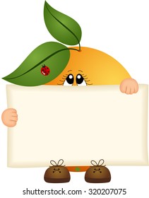 Orange holding a blank sign