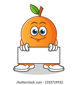 orange holding board mascot vector cartoon illustration