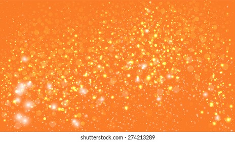 Orange holiday background with bokeh lights