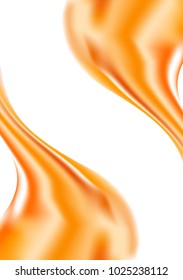 Orange Holographic Abstraction on White Background. Thick Substance in Futuristic Style. 3d Abstract Illustration. Glossy Holographic Liquid for Fashion Flyer, Brochure Design, Web Design, Cover.