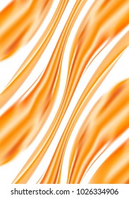 Orange Holographic Abstraction on White Background. Thick Substance in Futuristic Style. 3d Abstract Illustration. Glossy Holographic Liquid for Fashion Flyer, Brochure Design, Web Design, Cover.