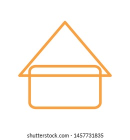 Orange home icon vector, sign for address contact. 
