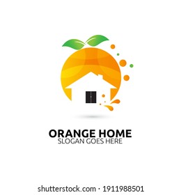 vector, icono, elemento y plantilla de logotipo de hogar naranja para la empresa