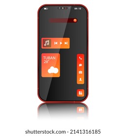 orange home screen theme design, Smartphone redesign realistic object 