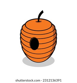 Orange honey hive vector image. Cartoon illustration isolated on white background