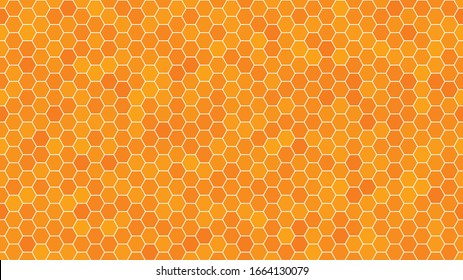 Orange honeycomb background for presentation. HD 16x9 vector seamless pattern.