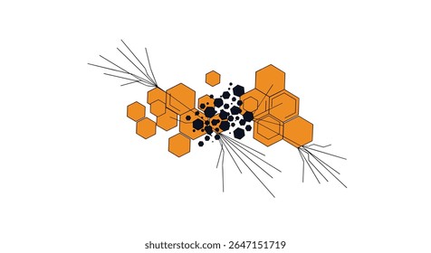 Orange Honeycomb Design Network Visualization Abstract Presentation