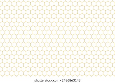 Orange honeycomb grid texture and geometric hive hexagonal-shaped honeycombs. Grid seamless pattern. Honeycomb on white background. Fashion geometric design. Editable vector.