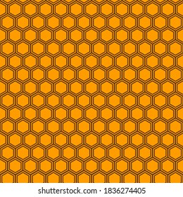 Orange honeycomb seamless pattern. Sweet ornament. Food vector illustration.