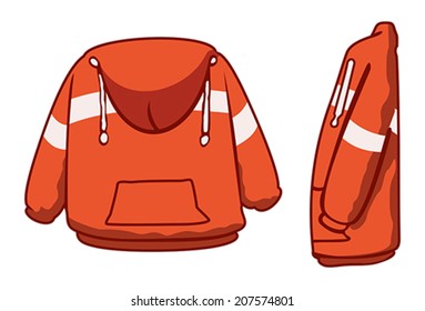 Orange hooded jacket with stripes