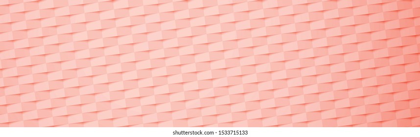 orange horizontal abstract banner. Texture geometric checkered cover design pattern. Vector illustration.