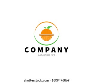 Orange Horizontal Cut inside Abstract Circle Logo Concept. Vector Design Illustration. Symbol and Icon Vector Template.