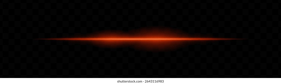 Orange horizontal light beam with glowing core and smooth blur edges on transparent background. Ideal for sci-fi transitions, laser HUD elements, or futuristic glow effects.