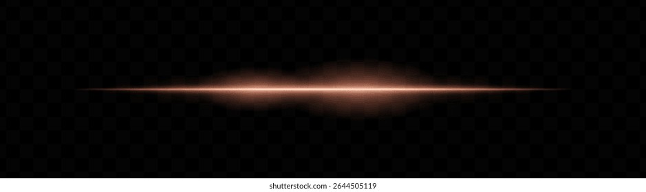 Orange horizontal light beam with glowing core and smooth blur edges on transparent background. Ideal for sci-fi transitions, laser HUD elements, or futuristic glow effects.
