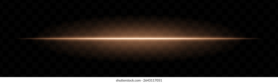 Feixe de luz horizontal laranja com brilho suave e aura vibrante sobre fundo transparente. Faixa laser futurista ideal para efeitos de energia, transições de ficção científica ou sobreposições brilhantes.